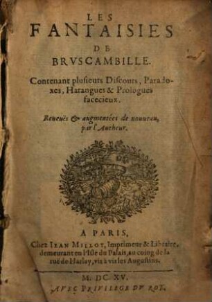 Les fantaisies de Bruscambille
