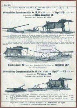 Dreschmaschinen Typ 16 bis 18