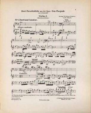 Don Pasquale : 2 Favoritstücke aus d. Oper. 1, Duett und Cavatine