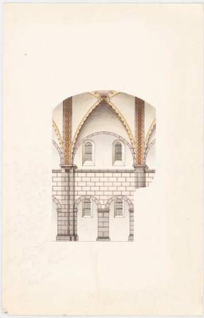Kirche, Münchenlohra: Restaurierungsvorschlag: Wandansicht Innen