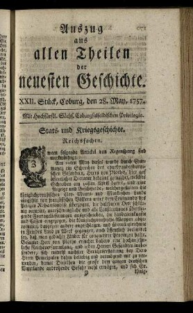 XXII. Stück, Coburg, den 28. May, 1757.
