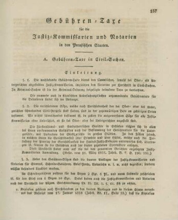 III. Gebührentaxe für die Justiz-Kommissarien und Notarien.