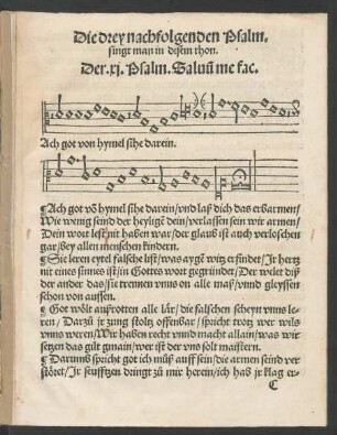 Die drey nachfolgenden Psalm. singt man in disem thon. Der .xi. Psalm. Salvum me fac.