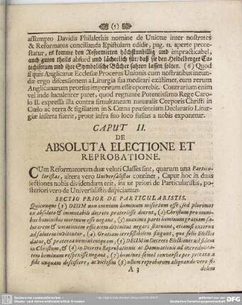 Caput II. De Absoluta Electione Et Reprobatione
