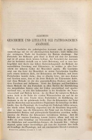 Handbuch der pathologischen Anatomie. 1, Handbuch der allgemeinen pathologischen Anatomie