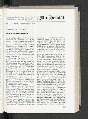 Heimat und Umwelt heute.