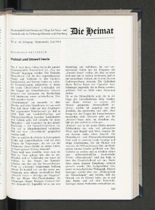 Heimat und Umwelt heute.