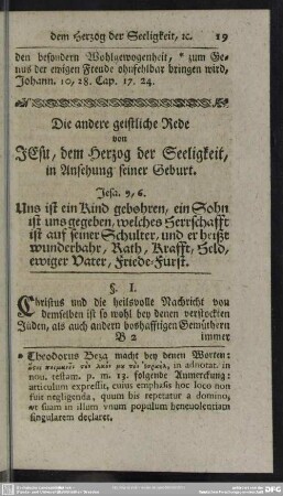 Die andere geistliche Rede von Jesu, dem Herzog der Seeligkeit, in Ansehung seiner Geburt