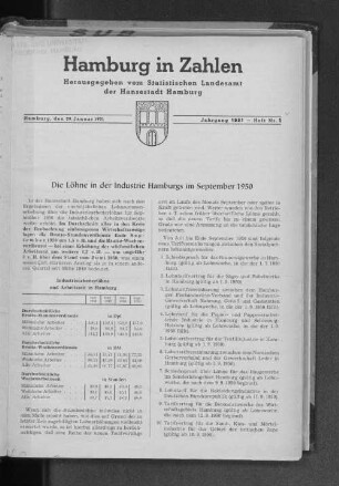 Die Löhne in der Industrie Hamburgs im September 1950