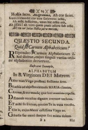 Quæstio Secunda. Quid sit Carmen Alphabeticum?