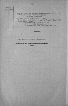 In nicht öffentlicher Sitzung (194), 22. Dezember 1915