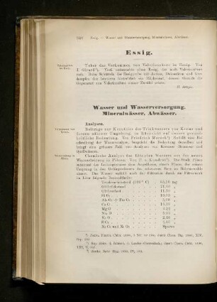 Wasser und Wasserversorung, Mineralwasser, Abwässer.