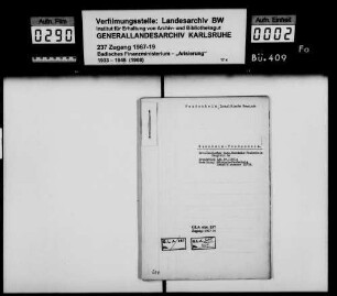 Feudenheim, Israelitsiche Gemeinde Lagerbuch-Nr. 21891 a Mannheim-Feudenheim