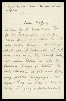 Brief von Herman Grimm an Wolfgang Hassenpflug