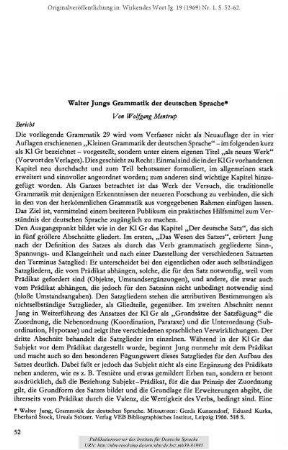 Walter Jungs Grammatik der deutschen Sprache [Rezension]