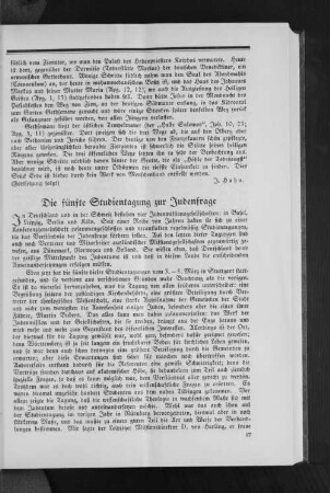 Die fünfte Studientagung zur Judenfrage