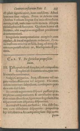 Cap. V. De speciebus propositionum.