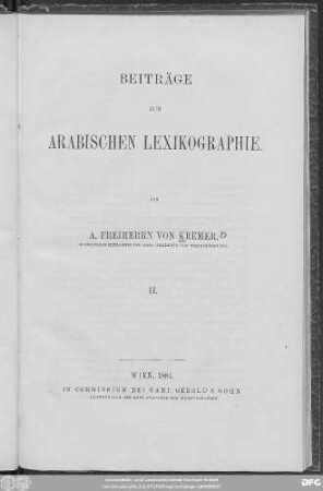 2: Beiträge zur arabischen Lexikographie