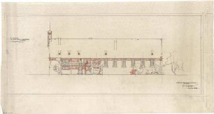 Gsaenger, Gustav; Braunschweig - Lehndorf (Niedersachsen); Ev. Kirche mit Pfarrhaus und Gemeindesaal - Entwurf 2 Tekturplan, Nordseite (Ansicht)