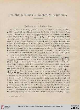 N.S. 2.1920/1924: On certain participal formations in Egyptian