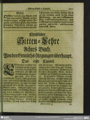 Achtes Buch. Von den Gemüths-Regungen überhaupt