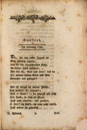 Vermischte Gedichte und prosaische Aufsätze, Zweytes Bändchen