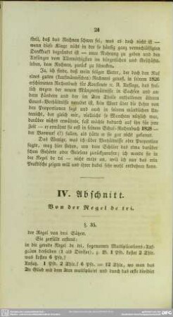 IV. Abschnitt. Von der Regel de tri