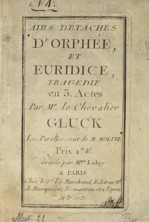 Airs Détachés D'Orphée Et Euridice : Tragédie en 3. Actes