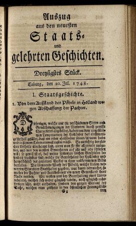 Dreysigstes Stück. Coburg, den 20. Jul. 1748.