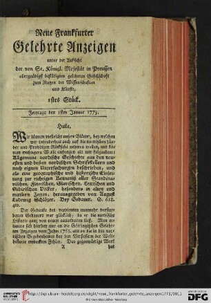 [1.-9. Stueck] (Januar 1773)
