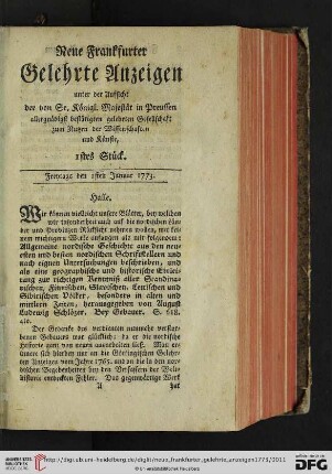 [1.-9. Stueck] (Januar 1773)