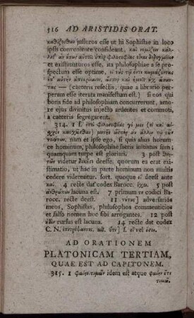 Ad Orationem Platonicam Tertiam, Quae Est Ad Capitonem.
