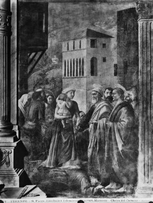 Die Verteilung der Güter in der Gemeinschaft / Petrus verteilt Almosen