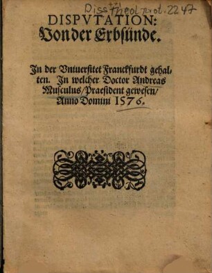 Dispvtation: Von der Erbsünde