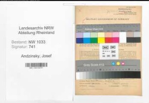 Entnazifizierung Josef Andzinsky , geb. 10.10.1915 (Polizeikraftfahrer)