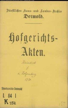 Kleindiek, Hans Hermann zu Humfeld gegen Drost von Kotzenberg zu Horn - Schuldforderung