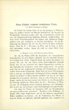 Neue Glieder unserer subalpinen Flora