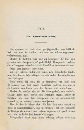 VIII. Het Inlandsch kind