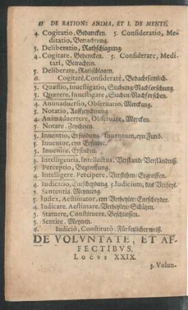De Voluntate, Et Affectibus. Locus XXIX.
