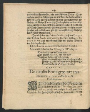 Caput VI. De causis Podagrae internis secundum Hermeticos Medicos & Philosophos.