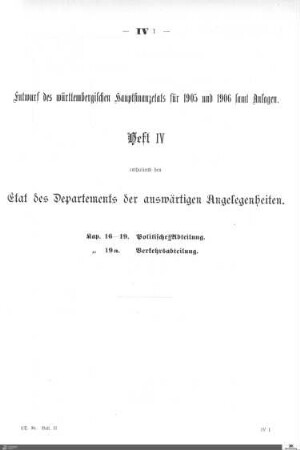 Hauptfinanzetat 1905-1906, Heft 4