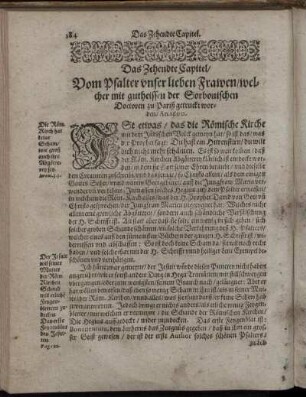 Das Zehendte Capitel, Vom Psalter unser lieben Frawen, welcher mit gutheissen der Sorbonischen Doctoren zu Pariß getruckt worden, An. 1600.