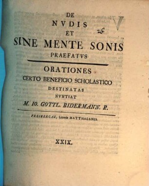 De nudis et sine mente sonis praefatus, orationes certo beneficio scholastico destinatas