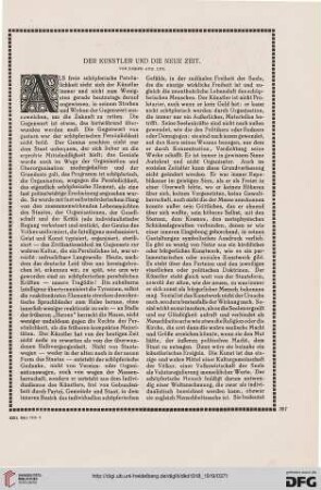 Der Künstler und die neue Zeit