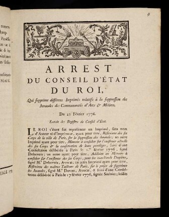 1-3, Arrest Du Conseil D´État Du Roi