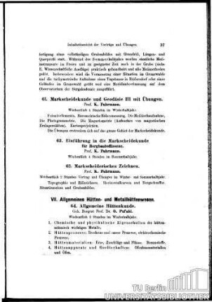 64. Allgemeine Hüttenkunde