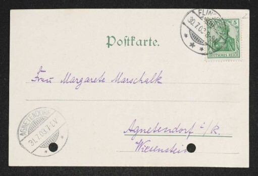 Brief von Clara Jonas an Margarete Hauptmann