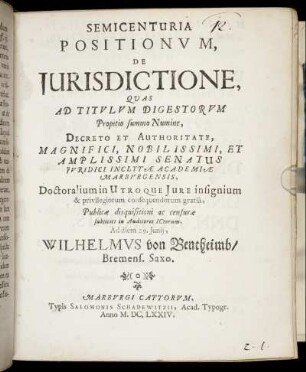 Semicenturia Positionum, De Iurisdictione