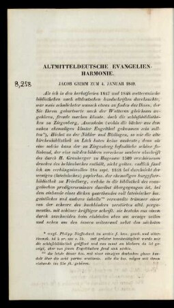 Altmitteldeutsche Evangelien-Harmonie.