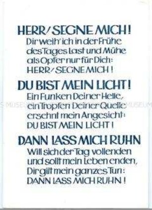 Postkarte mit christlichem Gebet